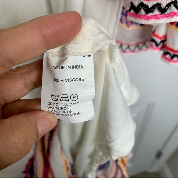 Anthropologie Pia Pauro embroidered cold shoulder festival dress vacation size M - Picture 8 of 9